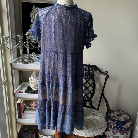 Sundance Navy Lace Midi Dress - Picture 4 of 7